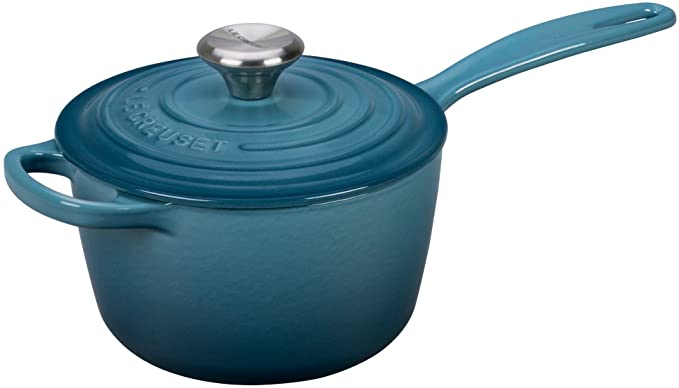 Le Creuset LS2518-166MSS Signature Enameled Cast Iron Saucepan, 1-3/4-Quart, Marine