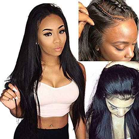 Eayon Silky Straight 13x6 Lace Front Wig Human Hair Pre Plucked Brazilian Virgin Human Hair Wigs for Women Natural Looking Full Unprocessed Lace Wigs with Baby Hair 130% Density 12 inch Natural Color