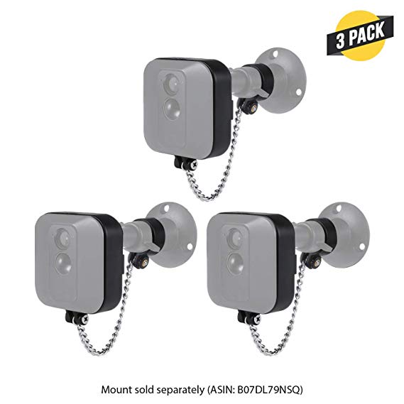 Wasserstein Anti-Theft Security Chain Compatible with Blink XT Outdoor Camera - Extra Security for Your Blink Camera (3 Pack, Black)