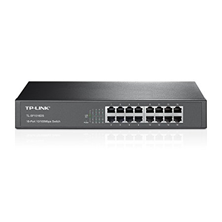 TP-Link 16-Port Fast Ethernet Unmanaged Switch | Plug and Play | Desktop/Rackmount | Metal | Fanless | Limited Lifetime (TL-SF1016DS)