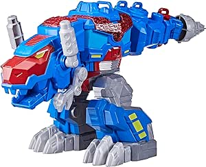 Transformers Dinobot Adventures Optimus Prime T-Rex Converting Toy with Lights and Sounds, 9  Inch Action Figure, Ages 3 and Up