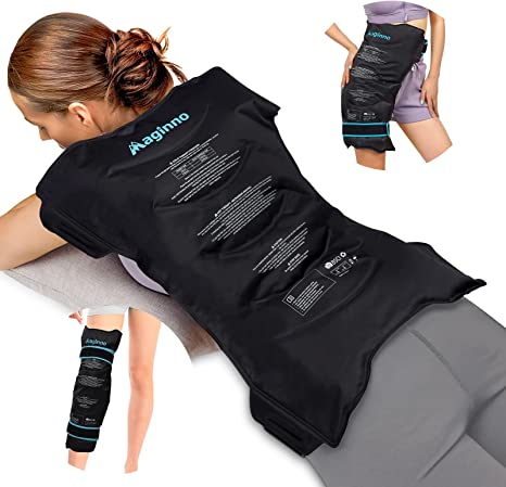 Maginno Large Gel Ice Pack for Back Injuries Reusable, Ice Packs for Back Pain Relief, Shoulder, Hip,Neck, Leg.Ice Gel Pack with 2 Rejustable Straps for Postpartum, Surgery, Swelling.XXL: 22.5" x 18"