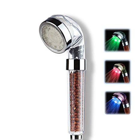 Huluwa Shower Head LED Water Temperature Controlled Color Changing Double Filtration Massage Spa Anion Showerhead