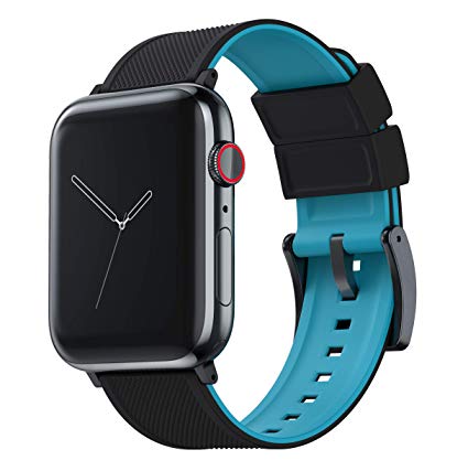 BARTON Watch Bands - Elite Silicone Watch Straps - Black PVD Hardware & Adapters - Quick Release - Choose Color & Size - Compatible with All Apple Watches - 38mm, 40mm, 42mm, 44mm