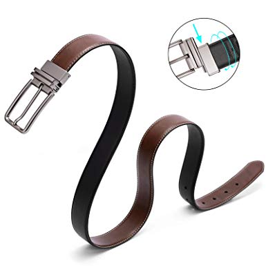 Mens Belt,Reversible Leather Belts for Men Patented in USA New Rotated Buckles Designer Dress Belts Big and Tall SOPONDER