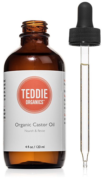 Castor Oil Cold Pressed Organic 100% Pure Hexane Free - Perfect Natural Treatment for Hair, Face, Skin Care, Nails, Eyelashes and Eyebrow Growth 4oz Latisse Applicator Friendly