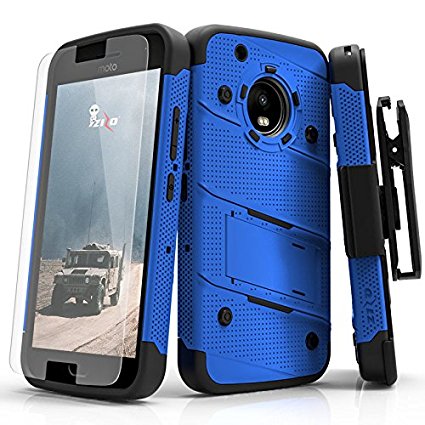 Motorola G5 Plus Case, Zizo [Bolt Series] w/ FREE [Motorola G5 Plus Screen Protector ] Kickstand [12 ft. Military Grade Drop Tested] Holster Clip