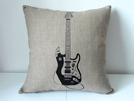Decorbox Cotton Linen Square Decorative Throw Pillow Case Cushion Cover Electric Guitar 18 "X18 "