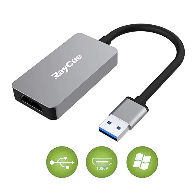 USB to HDMI Adapter, USB 3.0 to HDMI Cable, USB 3.0 Converter to HDMI 1080P Video Graphics Cord for Multi Monitors Display, Support with Laptop HDTV TV PC with Windows XP/ 7/8 /10 (No Mac/Vista)