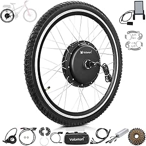 Voilamart 26" Waterproof Electric Bicycle Hub Motor Wheel Conversion Kit 48V 1200W with LCD Display Meter IP65