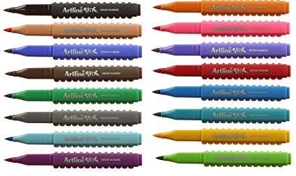 Artline Stix Brush Pen Set -16 Assorted Colour Connecting Pens