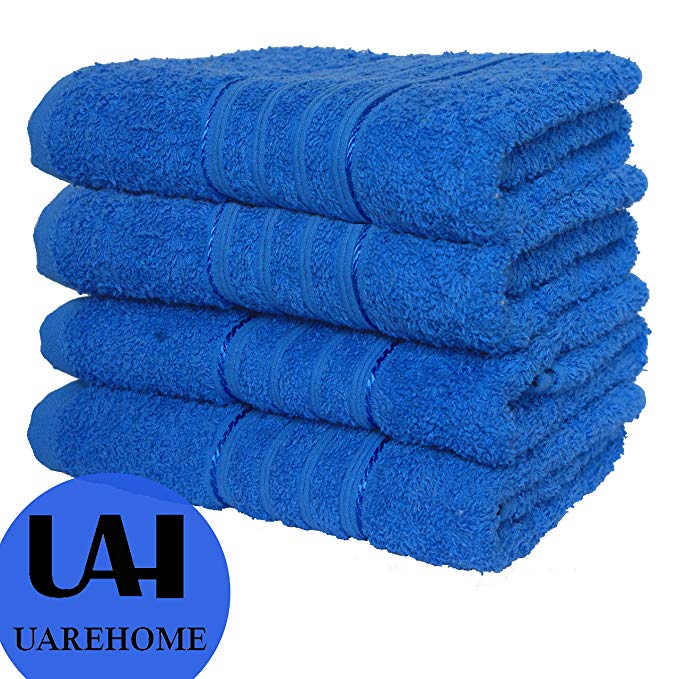 SET OF 4 PURE EGYPTIAN COTTON TOWELS BATHROOM GIFT SET JUMBO SHEET BALE TOWELS (Jumbo Sheet 90 x 180, Blue)