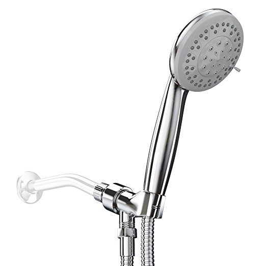 A-Flow™ 5 Function Luxury 4" Handheld Shower Head System / ABS Material with Chrome Finish / 60" Flexible Hose; Mount Holder Included / Enjoy an Invigorating & Luxurious Spa-like Experience