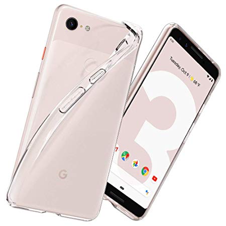 Spigen [Liquid Crystal] Case for Google Pixel 3, Clear Transparent Flexible TPU Slim Protection Premium Clarity Phone Cover for Google Pixel 3 Case - Crystal Clear