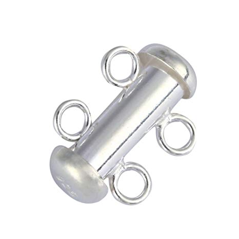 1pc Sterling Silver 2-Strand Connector Slide Lock Clasp Tube Set 16mm for Jewelry Craft Making Findings SS115