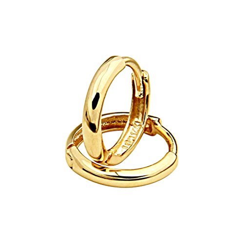 14k Yellow Gold 2mm Thickness Hoop Huggie Earrings - 3 Different Size Available