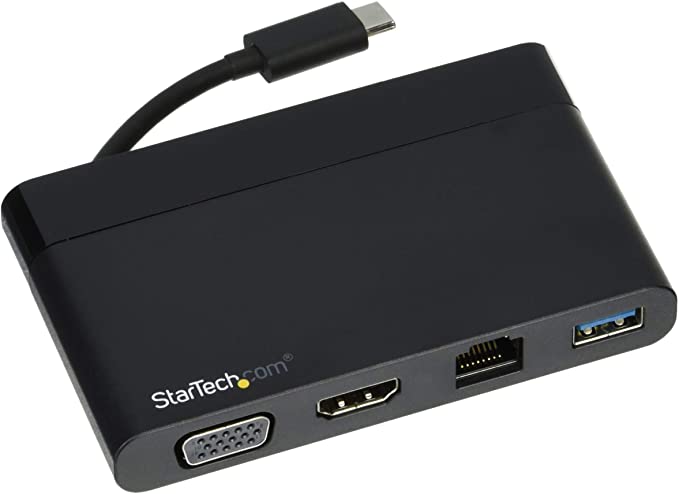 StarTech.com USB C Multiport Adapter with HDMI, VGA, Gigabit Ethernet & USB 3.0 - USB C to 4K HDMI or 1080p VGA Display Mini Dock Hub - USB Type-C Travel Docking Station for USB-C Laptops (DKT30CHVCM)