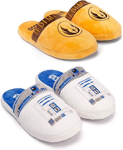 Star Wars Slippers for Men | Yoda Jedi OR R2D2 Options Characters Adults House Shoes | Movie Merchandise Gifts for Him | Memory Foam Slip On Loafers