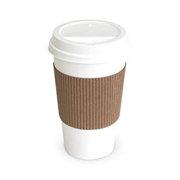 20oz Hot Paper Cups with Lids and Sleeves 50 Pack (white)