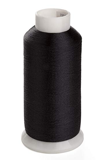 Simthreads 60WT (75D/2) Polyester Embroidery Machine Thread for Bobbins, 5000M/spool (Black)