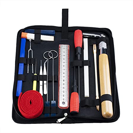 BSTLIET Professional Piano Tuning Kits, 18 Pieces Piano Tuning Tools Kit Including Tuning Hammer Lever Felt ， Mutes，Wrench Hammer ，Tuning Fork，Handle Kit Tools and Portable Case