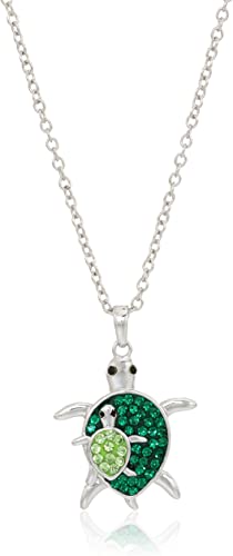 Amazon Collection Silver Plated You and Me Crystal Critter Pendant Necklace, 18"