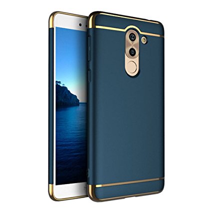 Honor 6X case, Opretty 3 In 1 fashion Ultra Thin and Slim Hard Case Coated Non Slip Matte Surface with Electroplate Frame for Huawei Honor 6X (3 In 1 Dark blue)
