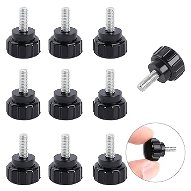 Carbon Steel Threaded Knurled Thumbscrew, 10 PCS M4 x 10 mm Mount Bolts Screw on Knobs Grips Black Round Clamping Screw Knobs Universal Mounting Hardware Screw Kit