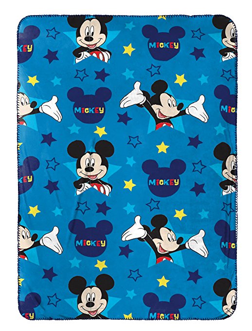 Disney Mickey Mouse Plush Travel Blanket, Blue Throw