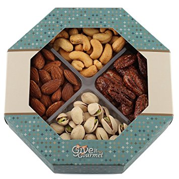 GIVE IT GOURMET, Freshly Roasted Delicious Healthy Nuts Holiday Gift Basket (Medium Gift Tray)