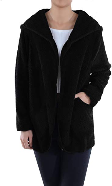 Anna-Kaci Women Hooded Fluffy Fleece Comfy Soft Teddy Faux Fur Coat Jacket