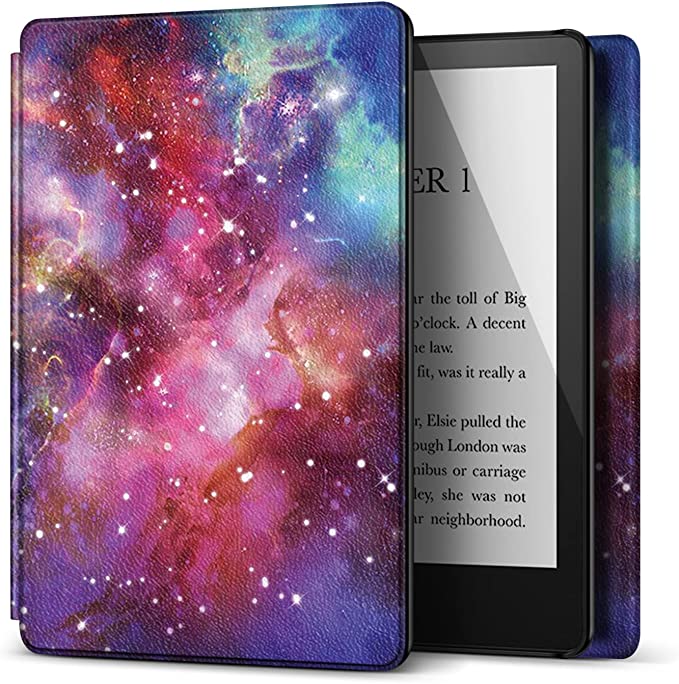 TNP Case for 6.8" Kindle Paperwhite 11th Generation 2021 / Kindle Paperwhite Signature Edition, PU Leather Cover, Protective Sleeve Folio Case for Kindle E-Reader with Auto Sleep/Wake, Galaxy Sky