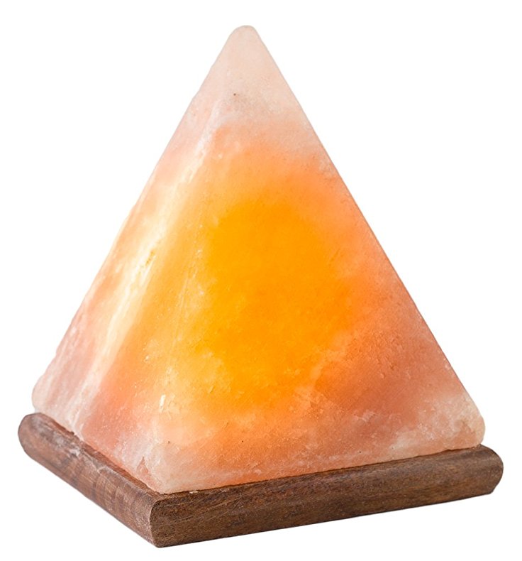 Hand Crafted HemingWeigh Natural Himalayan Rock Salt Lamp Pyramid Shape with Wood Base