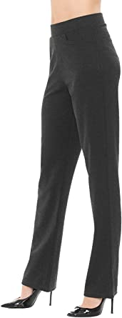 VIV Collection Women's Straight Fit Trouser Work Pants Wrinkle-Free Full & Ankle | 3 Different Inseams