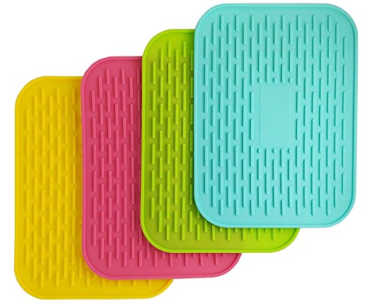 6" X 8" Silicone Pot Holder, Heat Insulated Pad, Trivet Mat, Cup Drying Mat , Tableware Pad Coasters, Baking Gadget- Waterproof, Non-slip, Trivet, Tableware Pad Coasters, Set of 4 By UHQ