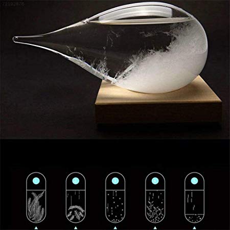 Transparent Waterdrop Storm Glass with Pure Wooden Base,Lanyun Weather Predictor,Storm Glass Weather Stations Water Drop Weather Predictor Creative Forecast Nordic style Decorative Weather Glass