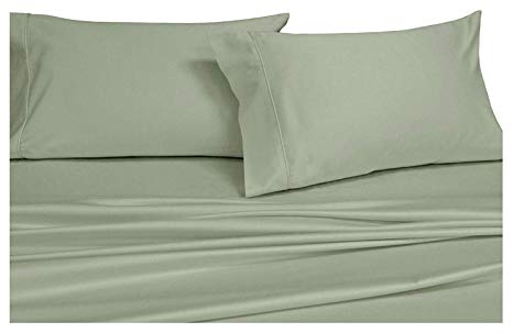 Royal's Solid Sage 1000-Thread-Count 4pc Olympic Queen Bed Sheet Set 100-Percent Cotton, Sateen Solid, Deep Pocket