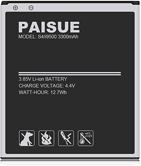 Galaxy S4 Battery, 3300mAh Upgraded Li-ion Battery Replacement for Samsung Galaxy S4 EB-B600BE, I337 AT&T, I545 Verizon, L720 Sprint, M919 T-Mobile, I9506 LTE, I9500, I9505, R970