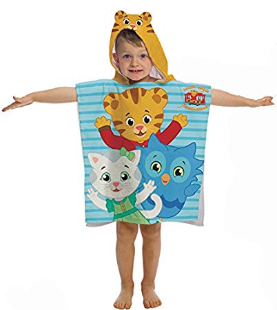 Jay Franco Daniel Tiger Kids Bath/Pool/Beach Hooded Towel- Super Soft & Absorbent Cotton Towel, Measures 22 Inch x 22 Inch (Official Daniel Tiger Product)