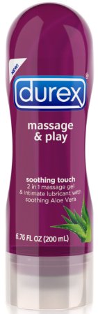 Durex Massage and Play 2-in-1 Massage Gel and Personal Lubricant, Soothing Touch, 6.76 Ounce