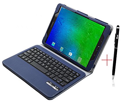 KuGi Samsung Galaxy Tab S2 9.7 Keyboard case, Ultra-thin Detachable Bluetooth Keyboard Stand Portfolio Case with stylus for Samsung Galaxy Tab S2 / Tab S3 9.7 T810 T813 T815 T819 tablet.(Blue)