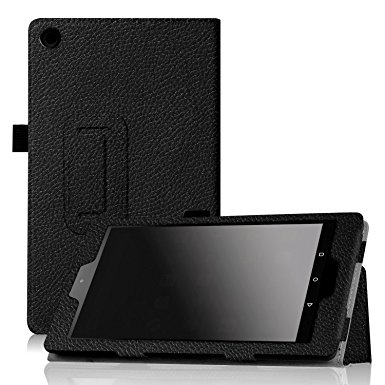 Famavala Case For Fire HD 8 2016 ( 6th Generation ) , Folio PU Leather Case Cover with Auto Sleep / Wake For 8" Fire HD 8 [6th Generation, Pls Check 2rd Picture] Tablet (Black)