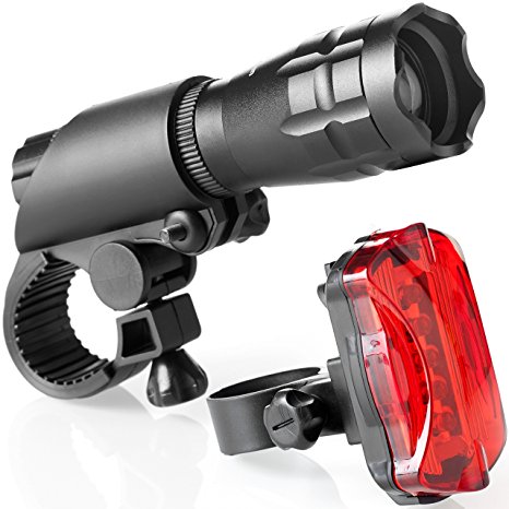 Bike Light Set - Super Bright LED Lights for Your Bicycle - Easy to Mount Headlight and Taillight with Quick Release System - Best Front and Rear Lighting - Fits All Bikes