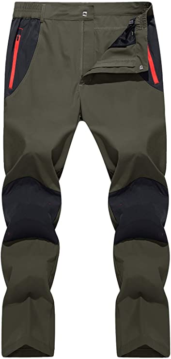 TACVASEN Men's Quick Dry Hiking Pants Water Resistant Lightweight Mountain Pants