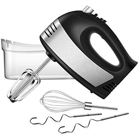 Hand Mixer Electric with Turbo Handheld, 5-Speed Hand Mixer Kitchen with 2 Wider Beaters, 2 Dough Hooks and a Balloon Whisk