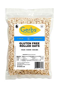 Gluten Free Rolled Oats by Gerbs – 1 LB – Top 11 Allergen Free & NON GMO - Country of Origin USA - Vegan & Kosher