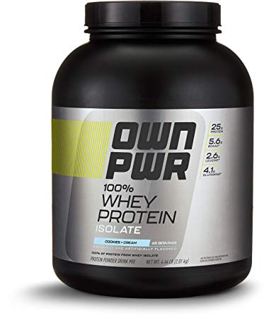 OWN PWR 100% Whey Protein Isolate Powder, Cookies & Cream, 25 G Protein, 4.4 Pound Value Size (65 Servings)