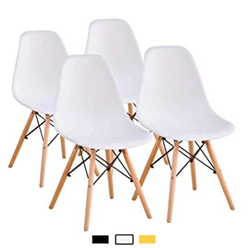 YEEFY Dining Chairs Modern Style Dining Chair Plastic Chair, Set of 4(White)