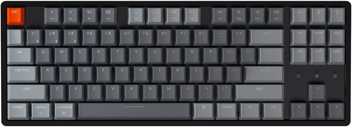 Keychron K8 Hot Swap Wireless Bluetooth/USB Wired Mechanical Keyboard, 87-Key RGB LED Backlight Gateron Brown Switch N-Key Flip, Aluminum Frame for Mac and Windows