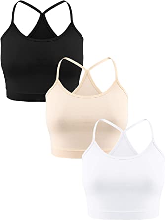 Boao 3 Pieces Women Spaghetti Strap Tank Camisole Top Crop Tank Top for Sports Yoga Sleeping